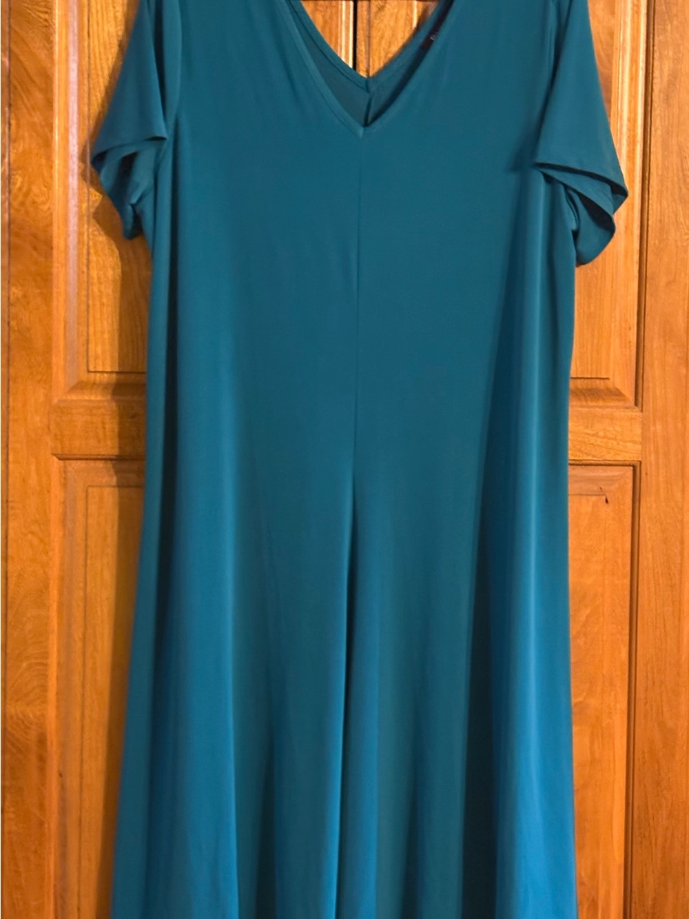 Roaman's Doubke V-Neck Teal Swing Dress - 18/20